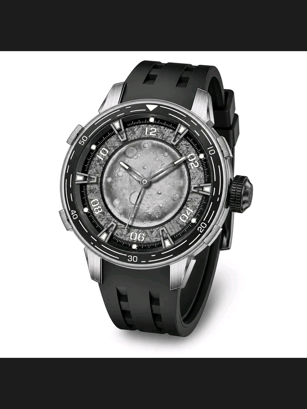 Invicta Men's Black and Silver Moonphase Sport Watch Automatic